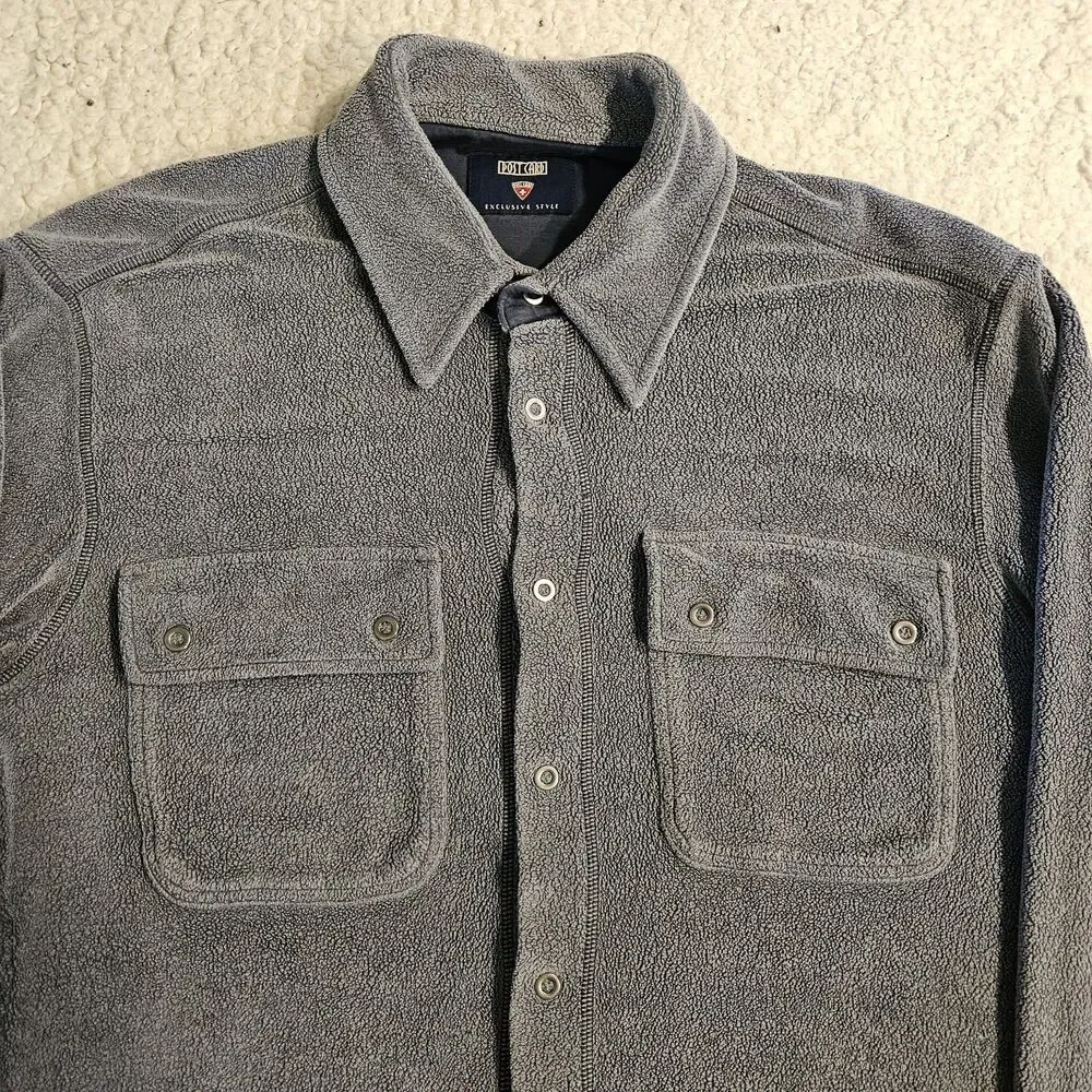 VTG Postcard Exclusive Style Gray Button Down Shirt Jacket Mens M Made in Italy